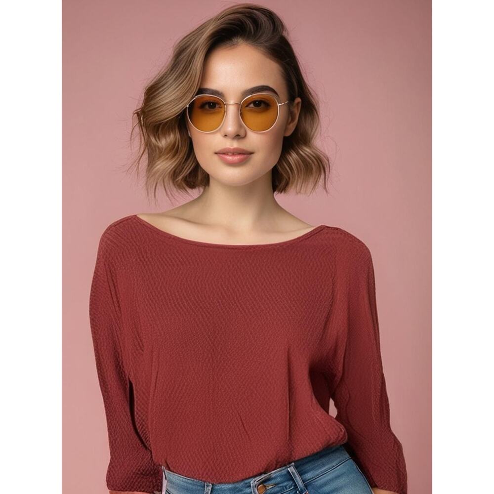 Ariat Women's Long Sleeve Blouse Red‎ Size Large Round Neck